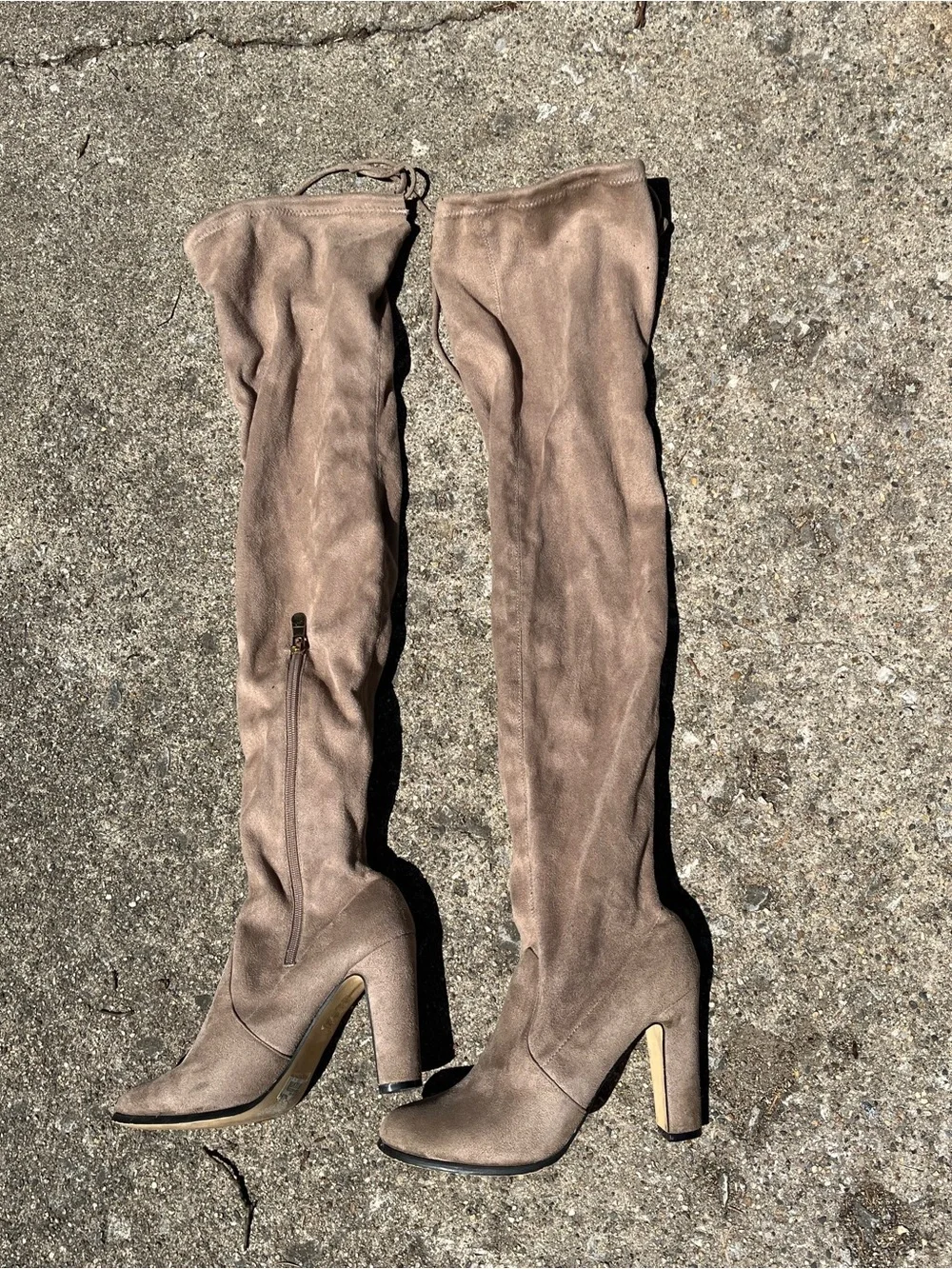 Cape Robbin Taupe Over-The-Knee Block Heel Boots